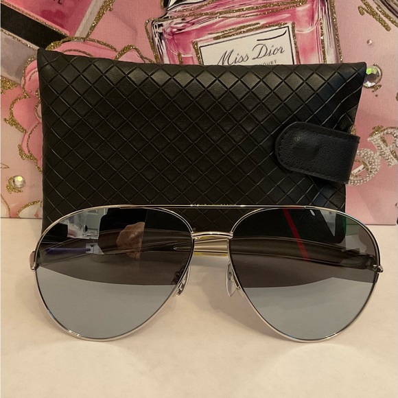 NWT Bottega Veneta Silver Aviator Sunglasses